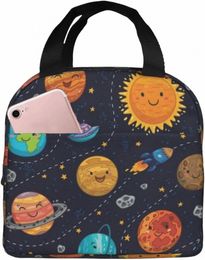 space Planet Insulated Lunch Bag for Kids Solar System Lunch Box Universe Galaxy Cooler Bag for Boys Girls School Travel Picnic L3Hg#