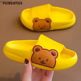 home shoes Kids Slippers Cute Cartoon Bear Children Indoor Beach Shoes Girls Boys Non-Slip Anti-Odor Thick Bottom Shoes Baby Home Footwear Y240401
