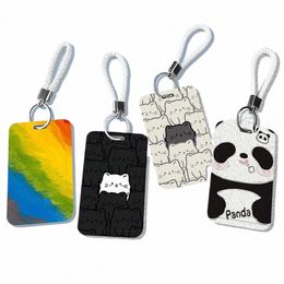 cute Panda Card Holder, Badge Credit Card Holder, Student ID Card Holder, Keychain Bus Cards Cover Case, Protective Shell 70uN#