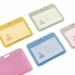 solid Colour Plastic ID Tag Name Bedge Holder Double Sided Translucent Pass Employee's Work Card Holder Working Permit Case Cover o66i#