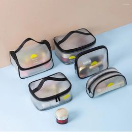 Storage Bags Make Up Case Frosted Grey Women Zipper Waterproof Transparent Tools Cosmetics Bag Tpu Travel Household