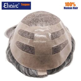 Bond--Male Hair Prosthesis Mono Lace,PU Front And NPU Back Man Wig Durable Men's Capillary Prothesis 100% Natural Wig For Men