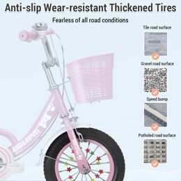 Kids Bike for Ages 3-13 Years Grils 12in/14in/16in/18in/20in Bicycle with Training Wheels Basket Protective Net Fash Wheel