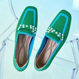 Casual Shoes Knit Slip On Flat Women Mesh Loafers Stretch Ballet Shallow Flats Dress Moccasins Waterproof Comfort