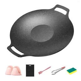 Cookware Sets Roasting Stovetop Frying Outdoor Indoor Round Portable Barbecue Grill Pan