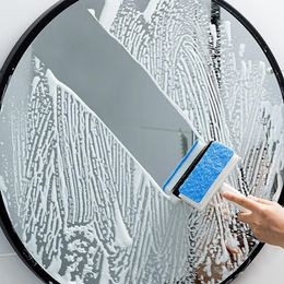 Window Glass Cleaning Brush Double-sided Sponge Wiper Scraper Bathroom Wall Shower Squeegee Mirror Scrubber Tools