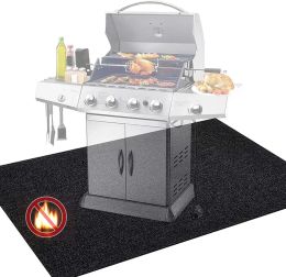 Outdoor Barbecue Fireproof Mat Waterproof, Oil-proof, Non-slip Polyester Flame-retardant Barbecue Mat Indoor Home Kitchen Mat