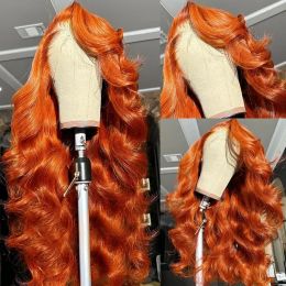 30 36 inch Ginger Orange 13x6 HD Lace Front Wigs Human Hair Body Wave 13x4 Lace Frontal Wigs Transparent Lace Wig 250% For Women