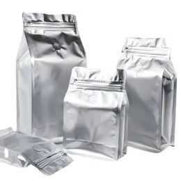 50pcs T-Ziplock Plastic Bags Aluminium Foil Whey Protein Powder Packaging with Gusset Coffee Bean Bag with Valve 4OZ 8OZ 16OZ 1kg