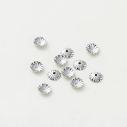 100Pcs Beads Caps 5/6mm 14K/18K Gold Plated Brass Wave Flower End Beads Cap for DIY Beads Bracelet Jewellery Making Supplies