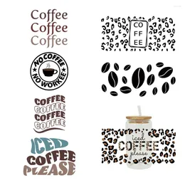 Window Stickers 3D UV DTF Transfers 16oz Cup Wraps Word Coffee Printed For DIY Glass Ceramic Metal Leather Etc. D375