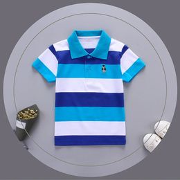 Jargazol meninos camisas cor listras manga curta verão topo polo camisa 2t-7t crianças roupas de algodão camiseta da criança menino esporte t 240326