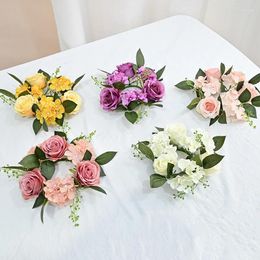 Candle Holders 20Cm Candlestick Rose Garland Artificial Silk Fake Flower Wreath For Holder Decorate Wedding Party Home Table Decoration