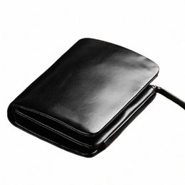 new Men's Wallet RFID Anti Theft Short Zipper Three Fold Busin Card Holder Mey Bag Purse Genuine Leather Wallet Male t2m0#