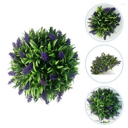 Decorative Flowers Lavender Balls Hanging Topiary Faux Pendant Artificial Grass Pvc Ceiling Greenery Home