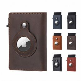 casekey Men Airtag Smart RFID Blocking Genuine Leather Air Tag Pop Up Credit Card Holder for Men Women Does Not Include Air Tag r1bP#