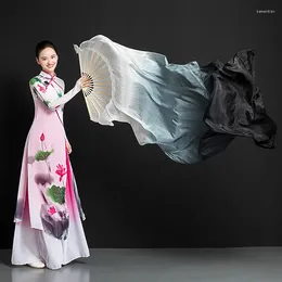 Decorative Figurines Silk Dance Fan Classical Ink Foldable Lengthened Gradient Color Folding Abanicos Para Boda Abanico