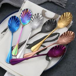 Coffee Scoops Stainless Steel Creative Colour Shell Scoop Ice Cream Stir