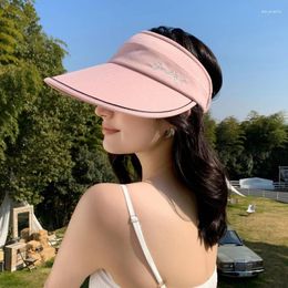 Wide Brim Hats Summer Sun Hat Women's Outdoor Sports Sunscreen Empty Top Big Solid Colour Joker Leisure Cap