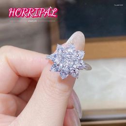 Cluster Rings HORRIPAL 2.5CT DVVS1 Cushion Moissanite Wedding Ring S925 Sterlign Silver 18k Plated Luxury Eternity Band For Women Wholesale