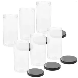 Vases 6 Pcs Sealed Jar Storage Bottle Plastic Cereal Containers Sugar The Pet With Lid Kitchen Canisters