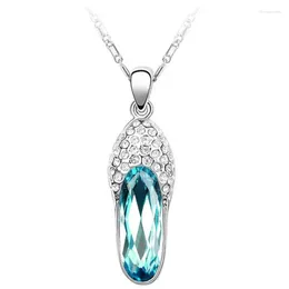 Pendant Necklaces Shiny Shine Crystal Slipper Shoes Necklace Fashion Jewelry Lover Girl Gift Women Accessories Top Quality Summer