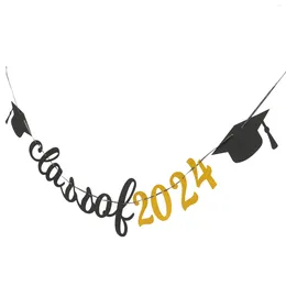 Party Decoration 2024 Graduation Flag Pulling Hanging Wall Decorations Background Banner Class Of