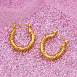 Hoop Earrings Y2K Jewellery Stainless Steel Twisted Earring Charm Bohemia Gold Plated 2024 Trend Women's Accessories