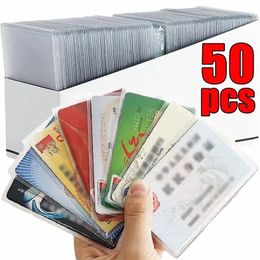 1-50pcs Transparent ID Cards Protector Frosted PVC Credit Card Cover Anti-magnetic Holder Postcard Ctainer Storage Bags Case u2am#