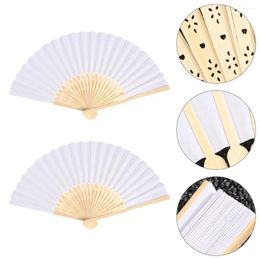 Decorative Figurines 8pcs Paper Folding Handheld Fan White For Wedding Party And Home Decoration Kids Painting DIY Handicrafts