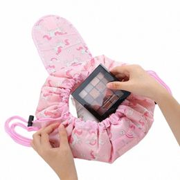 women Drawstring Cosmetic Bag Travel Storage Makeup Bag Organizer Female Make Up Pouch Portable Waterproof Toiletry Beauty Case A1EL#