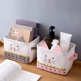 Lovly Cat Waterproof Desktop Storage Box Underwear Toy Storage Basket Cosmetic Organiser Stationery Container Girl Makeup Bags
