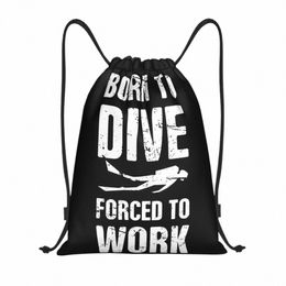 born To Dive Scuba Diving Drawstring Bag Men Women Foldable Sports Gym Sackpack Diver Shop Backpacks 24DB#