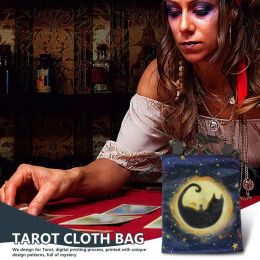 Tarot Cloth Bag Drawstring Tarot Dice Bag Black Cat Pattern 13x18cm Hand Gift Bags Tarot Storage Bag For Tarot Cards Dices