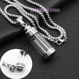 COOL Smoking Stainless Steel Pendant Transparent Storage Container Snuff Bottle Pill Spice Miller Herb Tobacco Case Pill Stash Box Necklace Cigarette Holder DHL