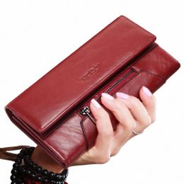 humerpaul Genuine Leather Women's Wallet Lg Cowhide Handbag Coin Purse RFID Anti Magnetic Purse for Women Free Ship BP931 R45W#
