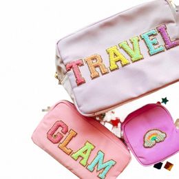 waterproof Nyl Toiletry Bag Cosmetic Bag Solid Colour Female Makeup Bag Travel Beauty Makeup Organiser Birthday Party Gift v4T7#