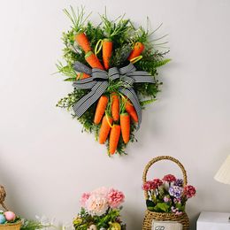 Decorative Flowers Easter Carrot Wreath Foam Spring Decoration Party Supplies Door Hanging Craft Ornament Rattan Artificial Flower Garland