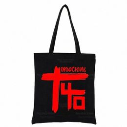 indochine Pop Rock Black Shop Bag Print Wave French Band Design White Unisex Fi Travel Canvas Bags T45U#