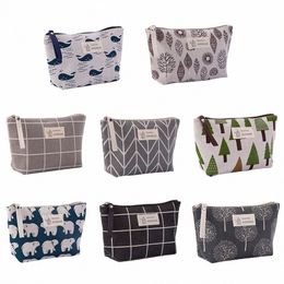 cosmetic Bags Portable Canvas Animal Pattern W Pouch Multi-functi Item Storage Bags r0XE#