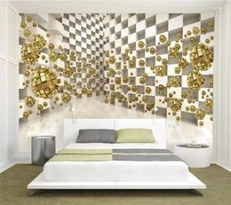 Wallpapers Wellyu Custom Wallpaper Papel De Parede Three-dimensional Space Extension Gold Ball 3d TV Background Wall Po