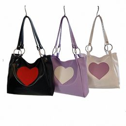 fi Leather Shoulder Bag Women Large-Capacity Love Heart Shopper Tote Bag Ladies Outdoor Shop Busin g9YV#