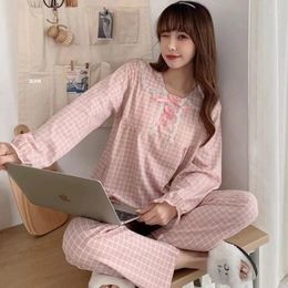 Women's Sleepwear Double-sided Cotton Pyjamas Women Spring Long Sleeve Can Worn Outside The Autumn Winter Korean Version Of Leisure Home