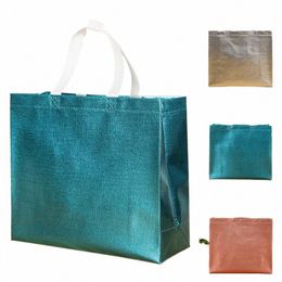 fi Shiny Laser Foldable Shop Bag Eco-Friendly Tote Folding Pouch Reusable Grocery Bag Large-capacity Shop Bags t38n#