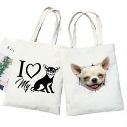 chihuahua Dog Cute Graphic Hipster Carto Print Shop Bags Girls Fi Casual Pacakge Hand Bag d4Jd#