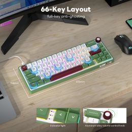 RK R65 Royal Kludge Wired Mechanical Keyboard 66 Keys 65% Gasket RGB Backlit Hot-swappable Gaming Keyboard with MDA PBT Keycaps