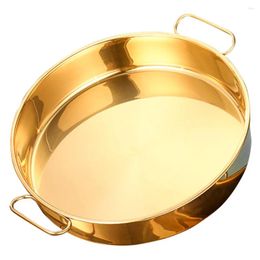 Double Boilers Stainless Steel Steamer Versatilen Metal Plate Round Elegant With Handle Dinner Snack Tray