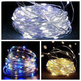 USB Garland Lights LED Fairy Wire Light String New Year's Eve Christmas Decorations Wedding Party Living Room Xmas Tree Decor