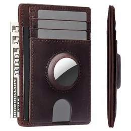 men's Airtag Card Holder Wallet RFID Anti-theft Genuine Leather ID Credit Card Case High Quality Men Case Cover Free Ship y0lT#