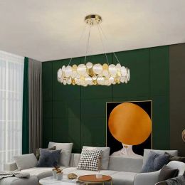 Luxury Postmodern Living Room Crystal Chandelier Bedroom Kitchen Island Round Hanging Lamp Restaurant Study LED Pendant Fixtures